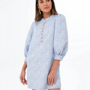 Tuckernuck Pomander Place Blue Jacquard Samantha Mini Dress, Size S.